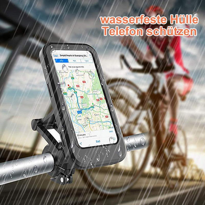 Einfach montierbare, wasserdichte Fahrradhalterung mit Powerbank & Ladegerät für Smartphones, schwarz.