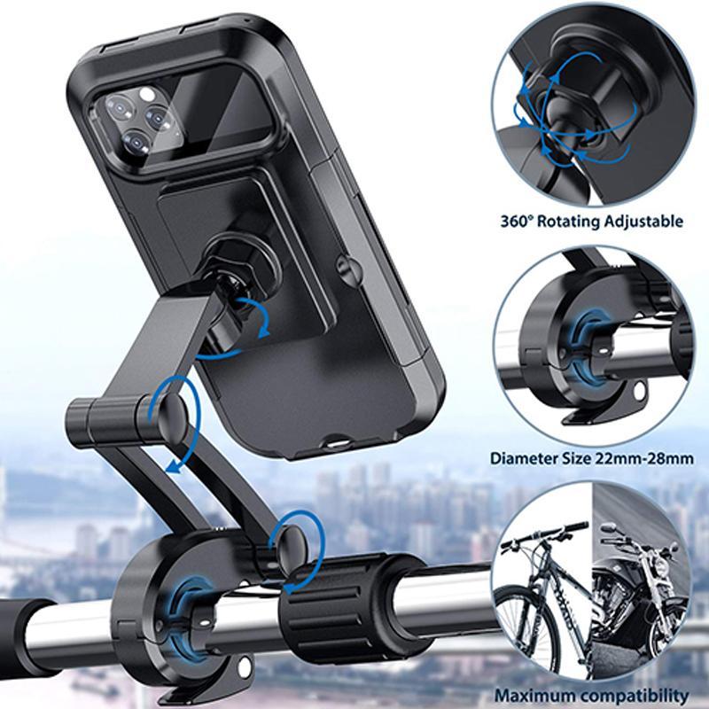 Vielseitige, wasserdichte Lenkerhalterung mit Powerbank & Handyhalter für Fahrrad, E-Bike, universell, schwarz.