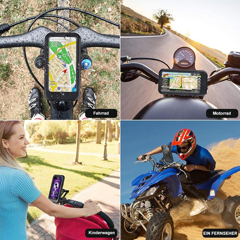 Sichere, wasserdichte Fahrrad-Lenkerhalterung mit Powerbank zum Schutz & Laden von Smartphones, schwarz.