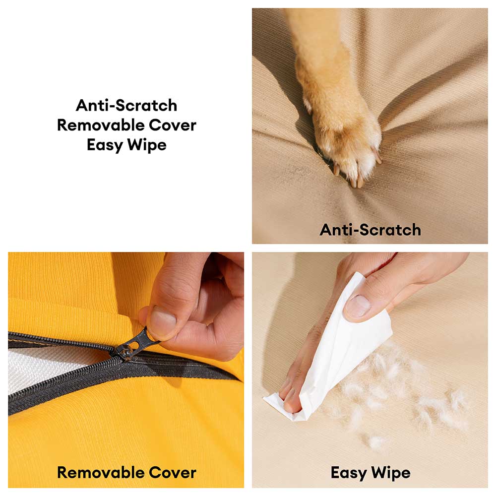 Detail des wasserdichten Materials und der Nähte der orthopädischen Hundematte.