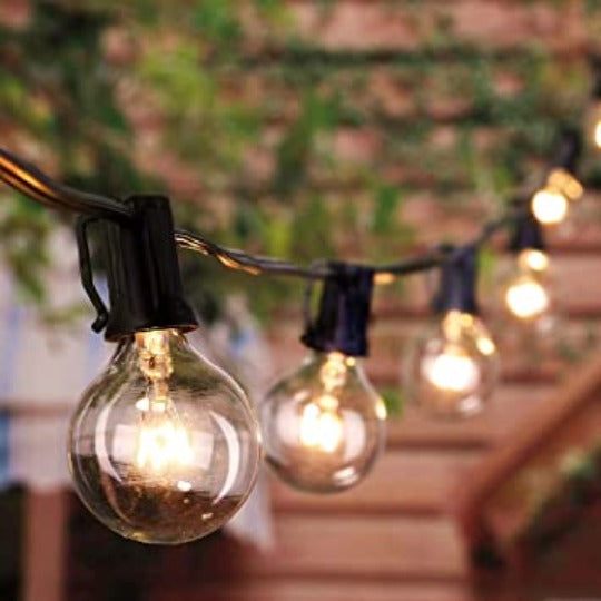 Wasserdichte Globus Lichterkette, 7,6 m, für Garten & Terrasse; dimmbare Außenbeleuchtung, warmweißes Ambiente.