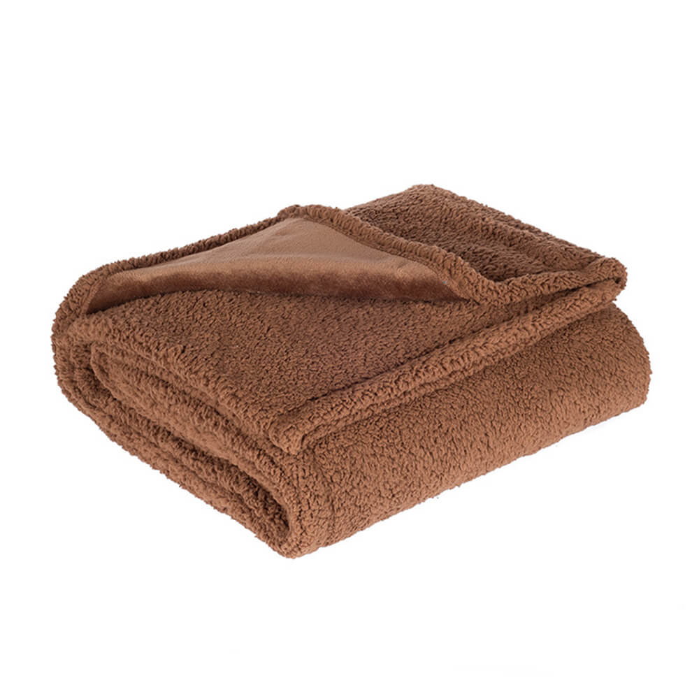 Flanell-Sherpa-Fleece Hundedecke, wasserdicht und warm, bietet Haustieren Komfort auf Reisen oder Zuhause.