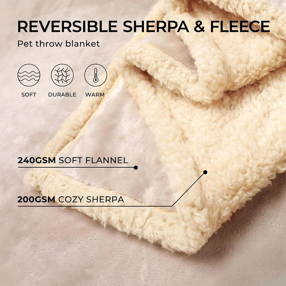 Detailaufnahme der wasserdichten Hundedecke: weiches Sherpa-Fleece für maximalen Komfort.