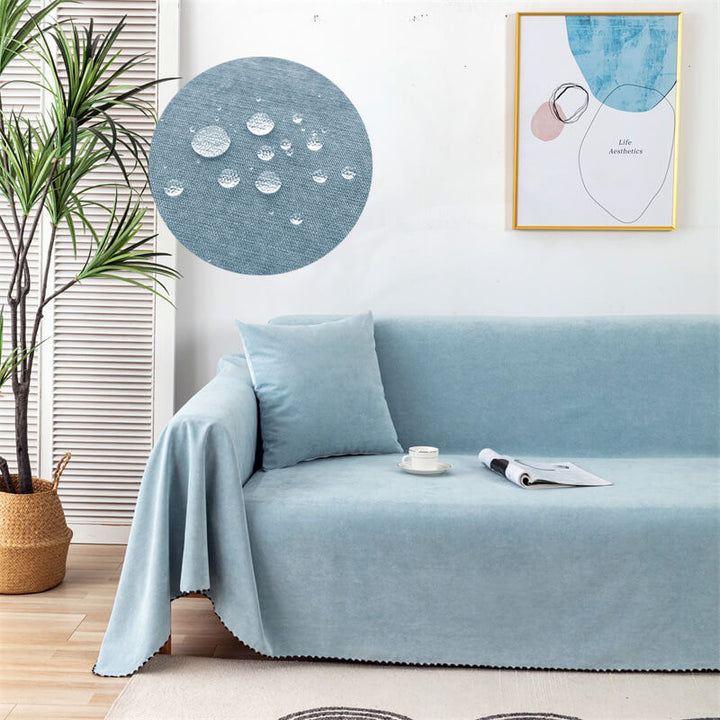 Zeitlose Jacquard Wurfdecke, wasserdicht & tierfreundlich; schützt Sofa und wertet Wohnzimmer auf.