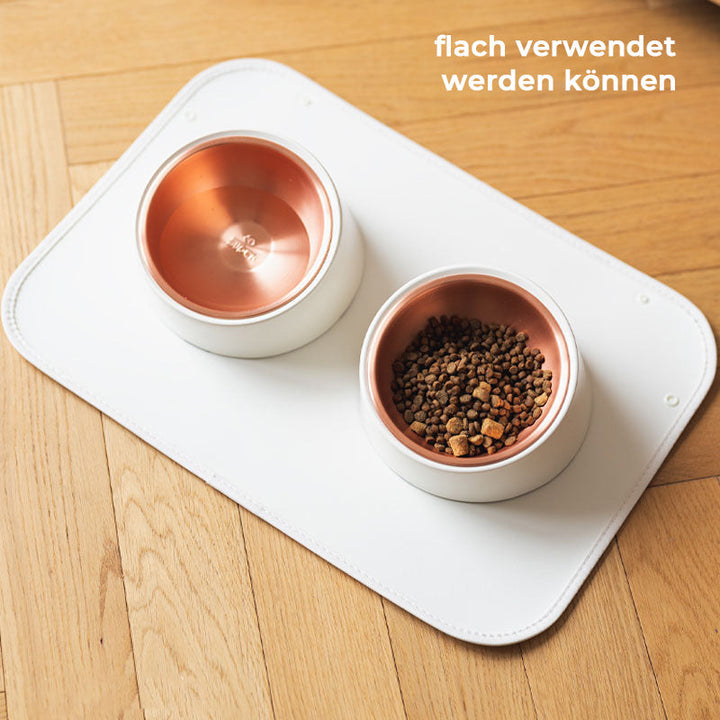 Pflegeleichte Haustierfuttermatte, wasserdicht & fettdicht, aus PU-Leder, für hygienischen Futterbereich.