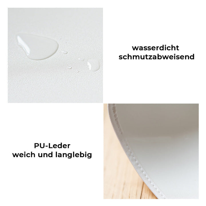 Hält Futterplatz sauber: wasserdichte & fettdichte Haustierfuttermatte aus PU-Leder, einfach abwischbar.