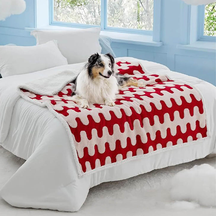 Premium Hundedecke: Sherpa, wasserdicht, mit Wolkenmuster; ideal für Zuhause & Reise.