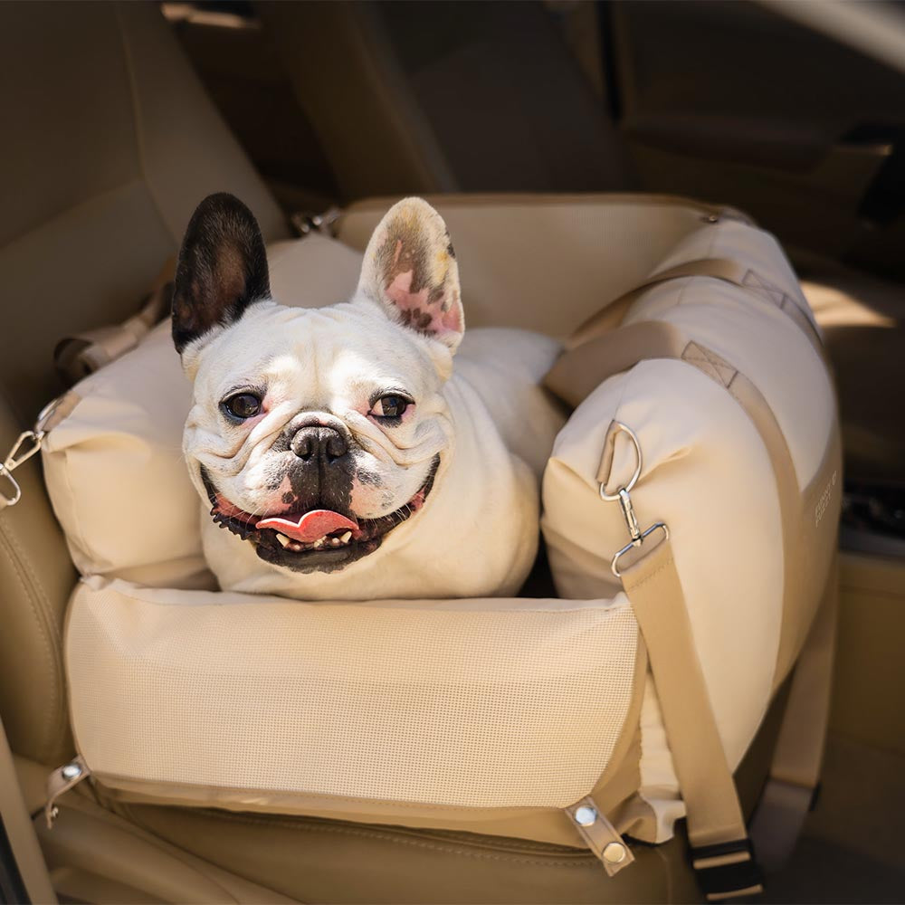 Eleganter Hunde-Autositz, wasserdicht & atmungsaktiv, für sicheres und stilvolles Reisen.