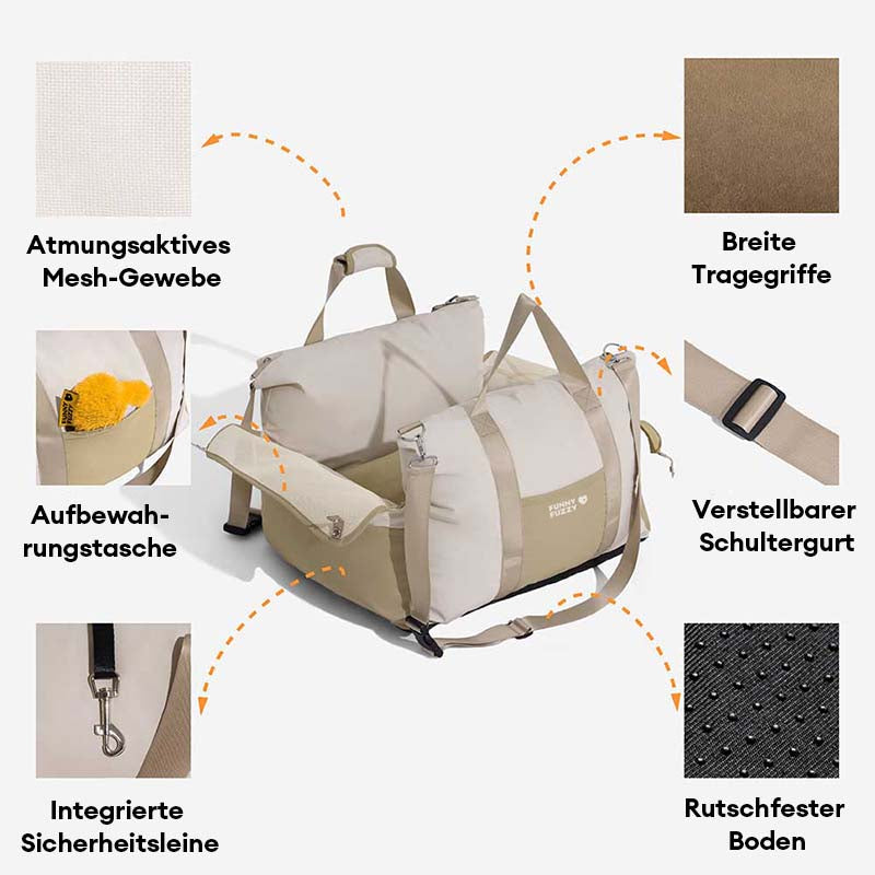 Robuster Hunde-Autositz für sicheren Transport kleiner & mittlerer Hunde im Fahrzeug.