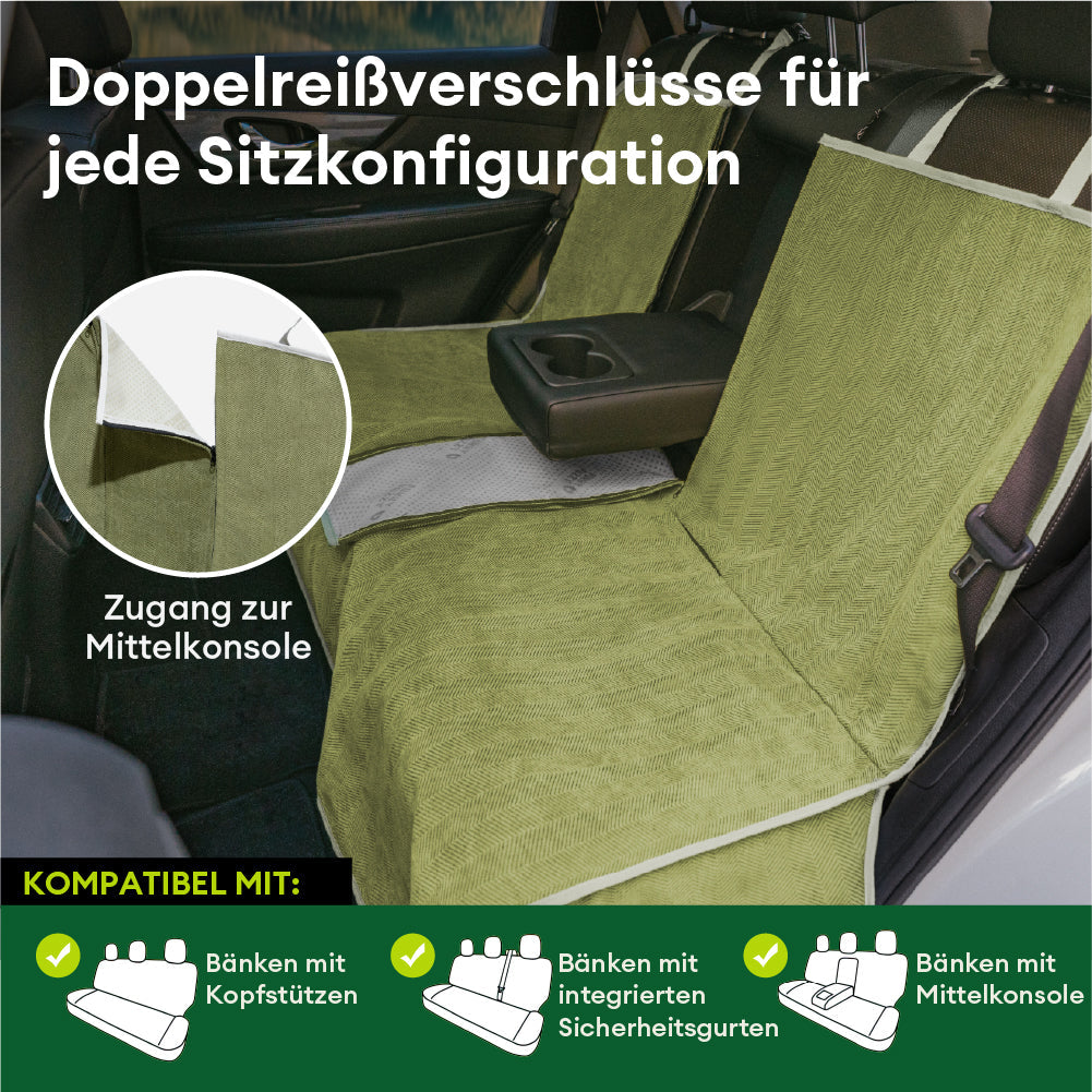 Grauer wasserdichter Hunde Autositzschutz, langlebiges Material, perfekt für Reisen mit Haustieren.