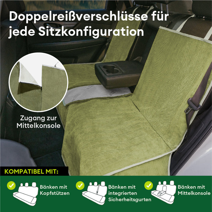 Grauer wasserdichter Hunde Autositzschutz, langlebiges Material, perfekt für Reisen mit Haustieren.