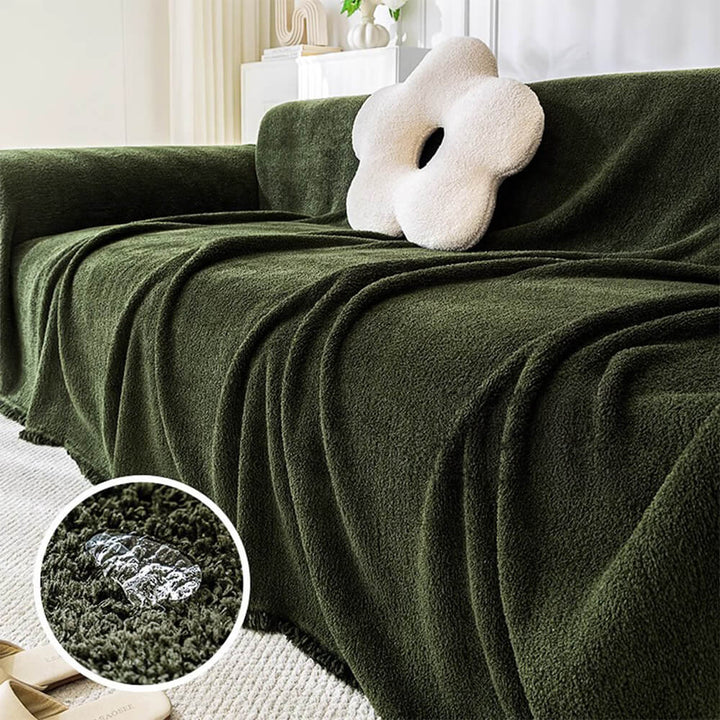 Gemütlicher Plüschbezug für das Wohnzimmer-Sofa, wasserdicht und haustierfreundlich.