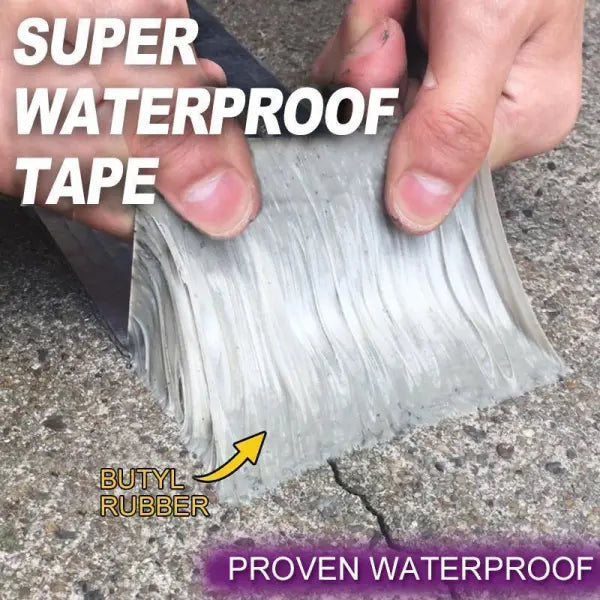 Detailaufnahme: Wasserdichtes Butyl Reparaturband mit glänzender Aluminiumfolie, bereit zur Leck- & Rissabdichtung.