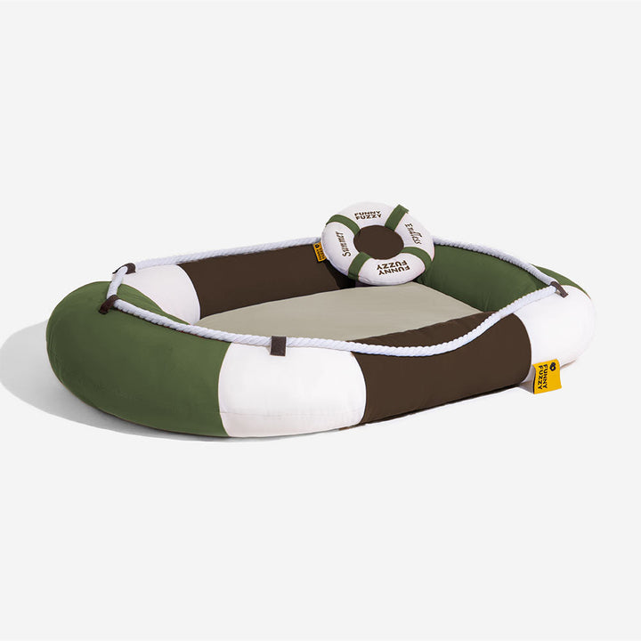 Wasserdichtes & kühlendes Haustierbett in Bootsform. Pflegeleicht, perfekt für den Sommer.