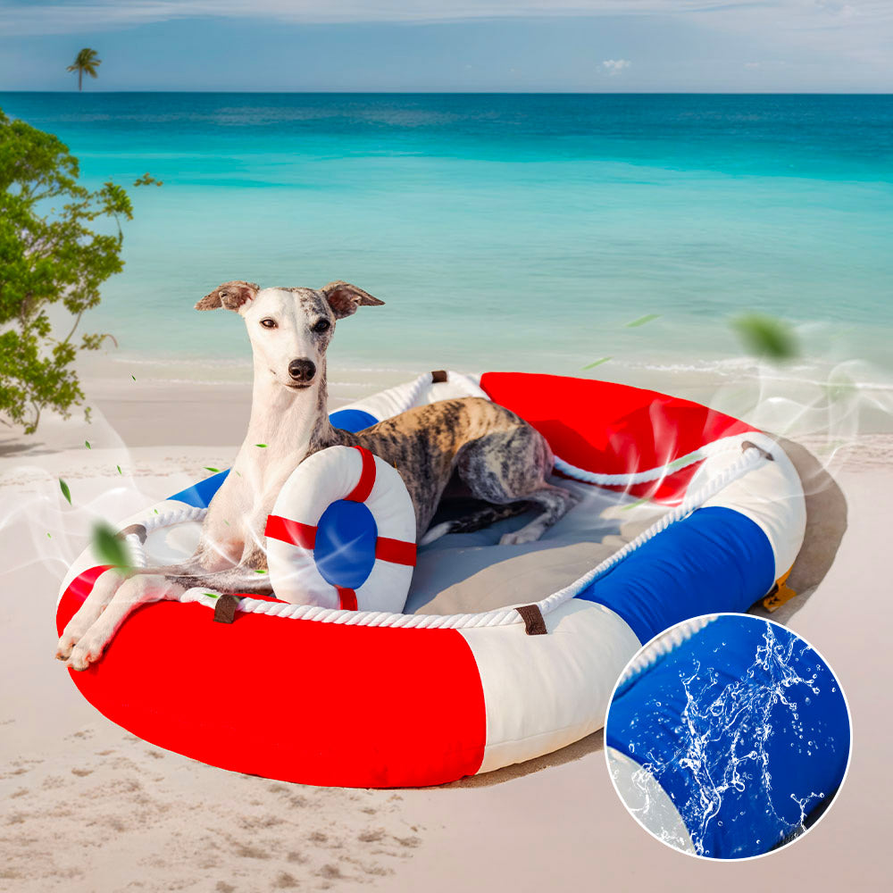 Boots-Haustierbett: Wasserdicht, kühlend & pflegeleicht. Bietet Komfort für Hund & Katze im Sommer.