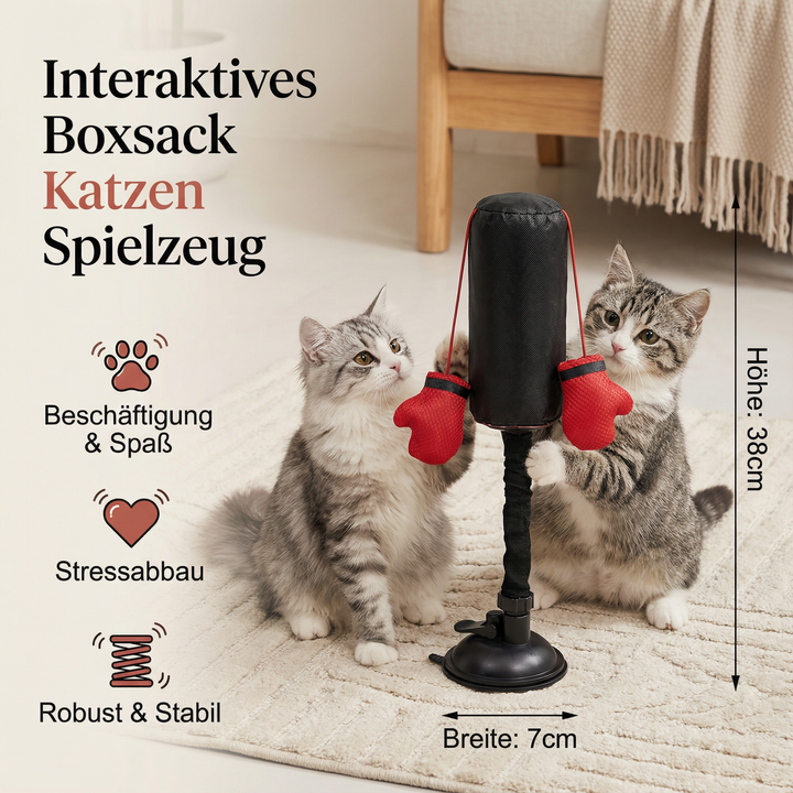 Boxsack-Katzenspielzeug mit starkem Saugnapf für festen Halt. Animiert Katzen zu Bewegung und Spiel.