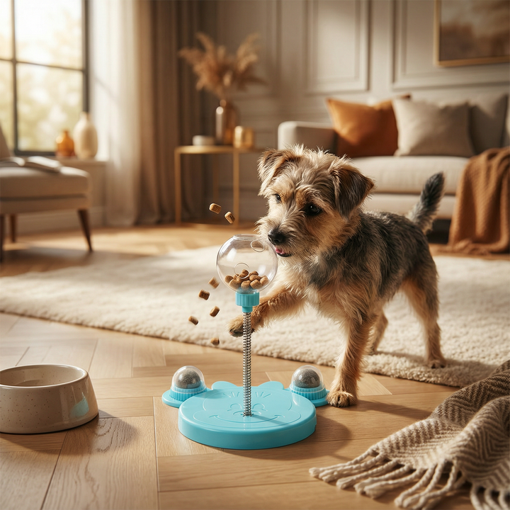 Interaktives Wackel-Hundeleckerli-Spielzeug, das Leckerlis beim Schaukeln freigibt. Ideal für Hundebeschäftigung.