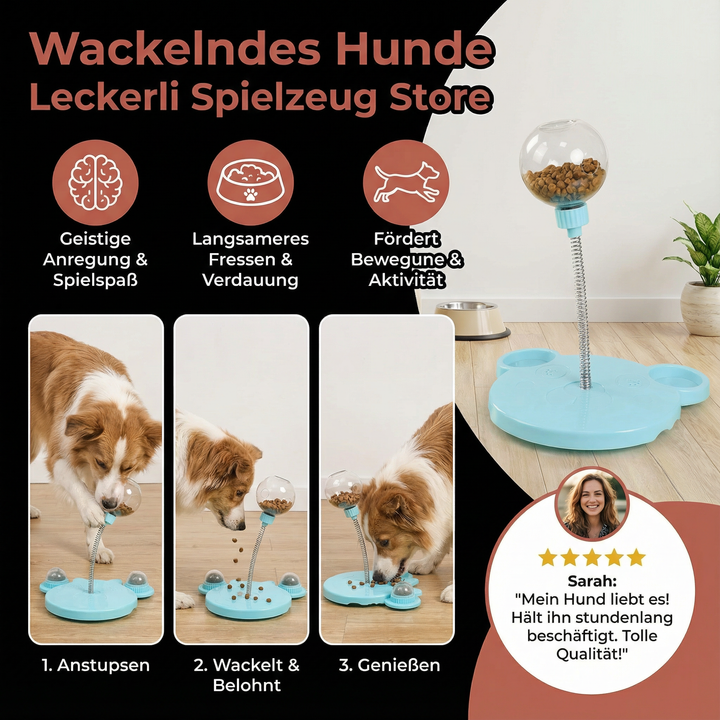Lustiges Hundeleckerli-Wackelspielzeug für stundenlange Beschäftigung. Versteckte Leckerlis motivieren jeden Hund.