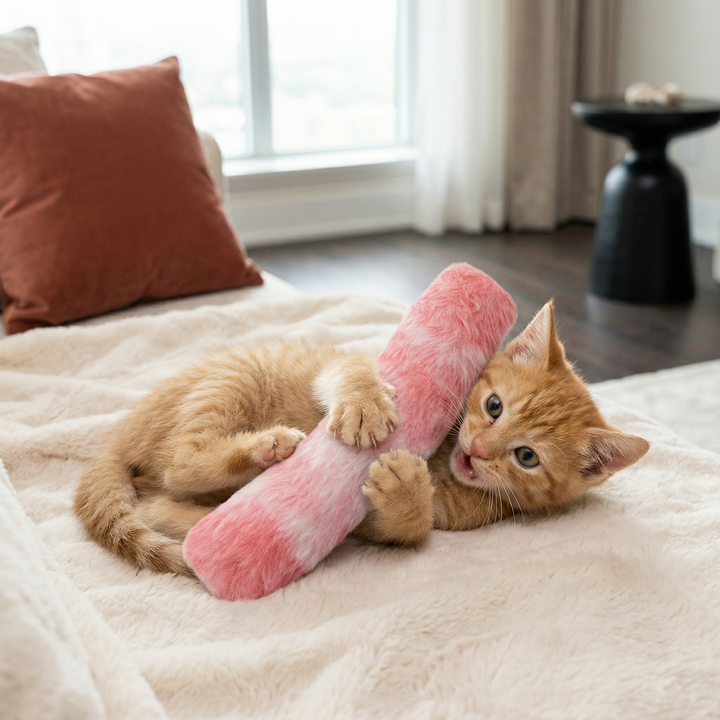 Weiches Katzenminze Spielkissen für Katzen, ideal für interaktiven Spielspaß & Stressabbau.