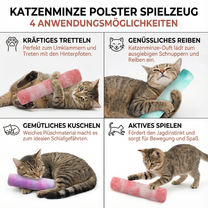 Interaktives Katzenminze Spielkissen, perfekt zum Kratzen, Beißen & ausgelassenen Spielen für jede Katze.