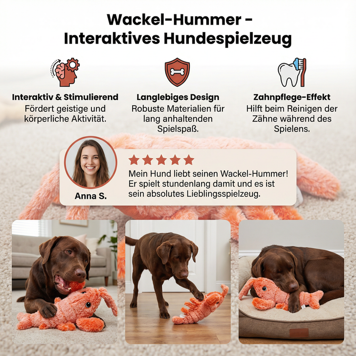 Wackel-Hummer: Robustes interaktives Hundespielzeug, fördert Spieltrieb. Perfekt für Welpen & Hunde, pflegeleicht.