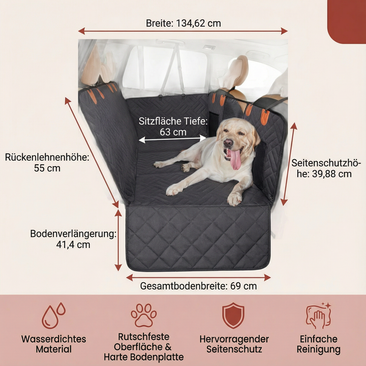 Premium Hunde Autositz für bequeme und sichere Reise; universell passend für die meisten Autos.