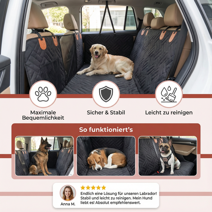 Komfortable Autositz-Erweiterung für Hunde, ideal für lange Autofahrten; bietet Sicherheit und Schutz.