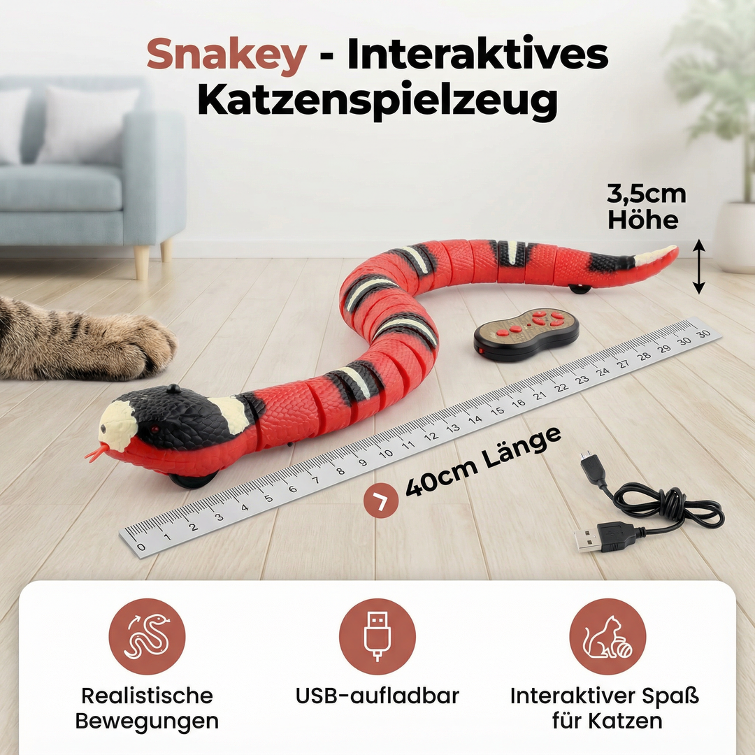 Haustierbedarf: Der Snakey, ein innovatives Spielzeug, das den Jagdtrieb Ihrer Katze oder Kätzchen stimuliert.