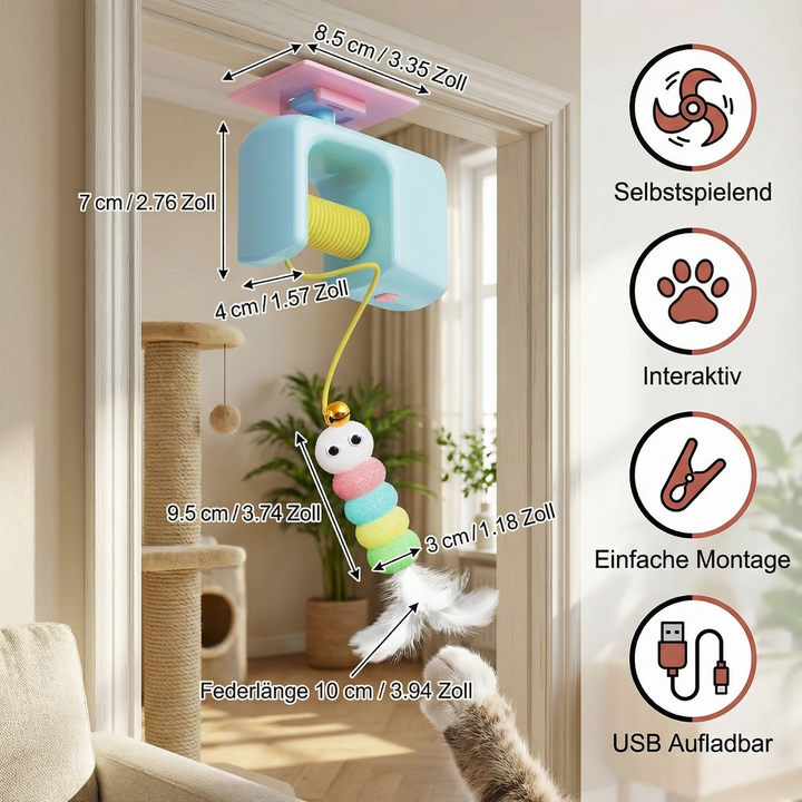 An der Tür befestigtes Yo-Yo Katzenspielzeug bietet endlosen interaktiven Spaß und Aktivität für Katzen.