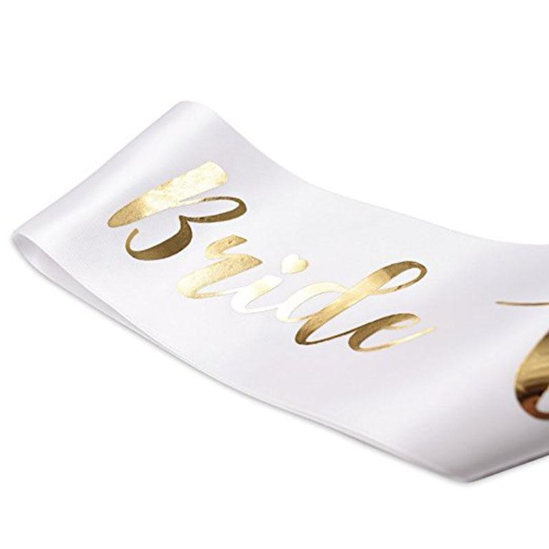 Goldene Krone & weiße Schärpe "Braut" Set, ideale JGA Accessoires für die festliche Feier.