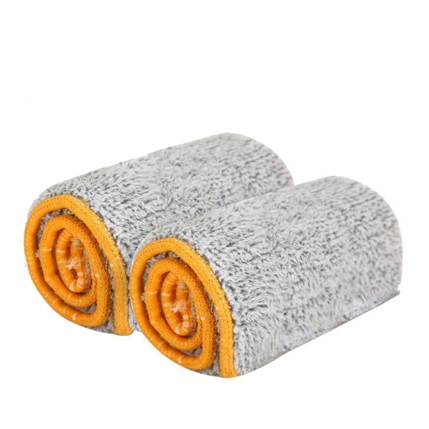 Weiße Microfaser Ersatz-Mop-Pads für selbstwringenden Doppelseiten-Wischmopp. Ideal für effektive Bodenreinigung im Haushalt.