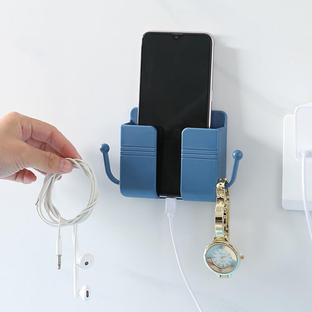 Weiße wandmontierte Aufbewahrungsbox für Handy & Fernbedienung; platzsparende Organisation für Zuhause.