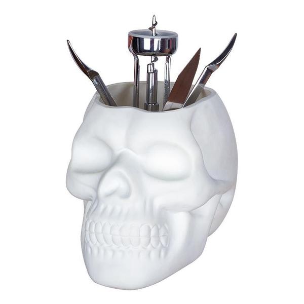 Gruseliger Totenkopf Blumentopf, ideale Halloween Deko oder einzigartiges Geschenk für Gothic Fans.