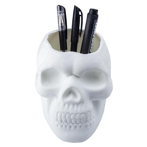 Schwarzer Totenkopf Deko Pflanztopf, vielseitiger Gothic Halter für moderne Einrichtungen & Halloween.