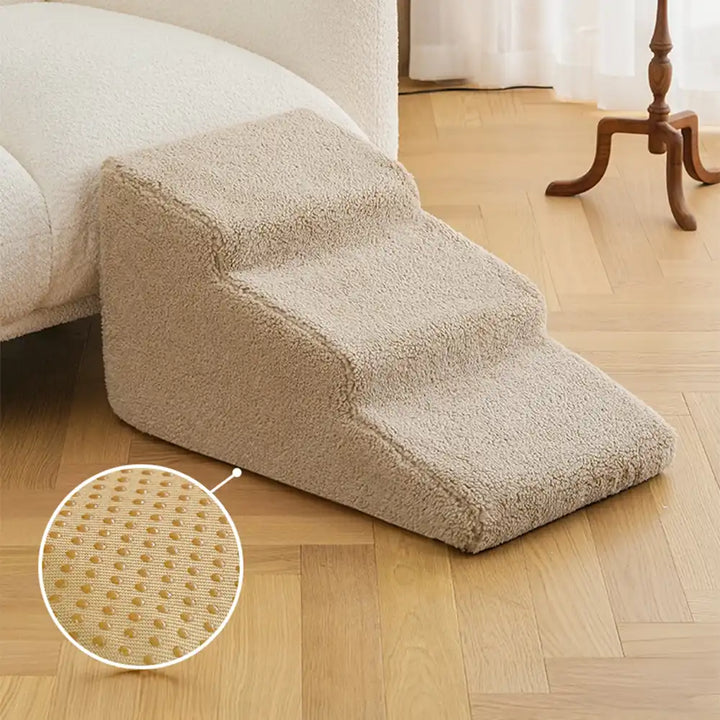 Stilvolle Hundetreppe in Khaki mit weichen Stufen, Haustiertreppe & Kletterhilfe für kleine & alte Hunde.