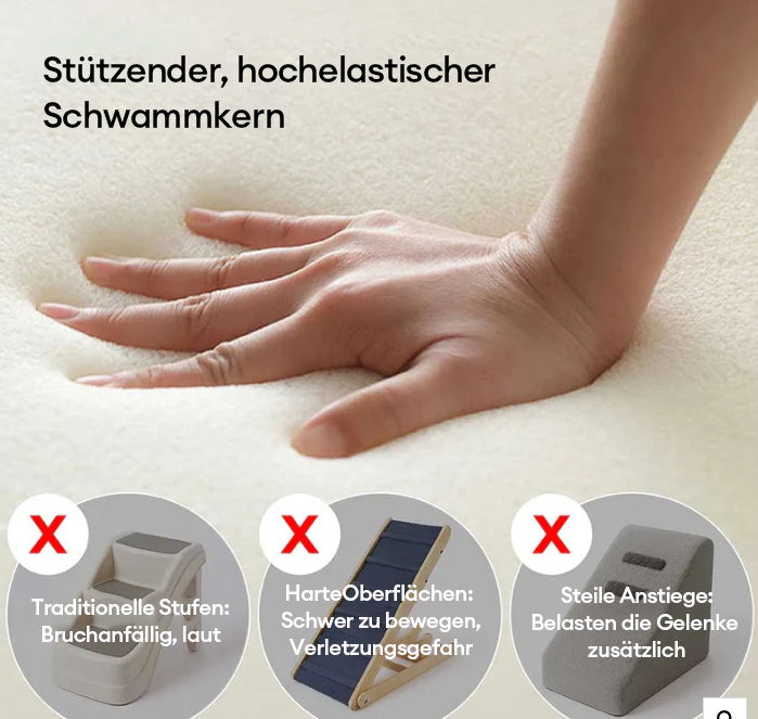 Graue Haustiertreppe & Kletterhilfe, weiche Stufen für Gelenkschutz von Hunden beim Zugang zu Betten oder Sofas.