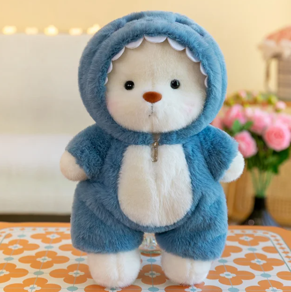 Braun-beiger, weicher Plüsch-Teddybär mit liebevollen Details, ein zeitloses Kuscheltier für Kinder.