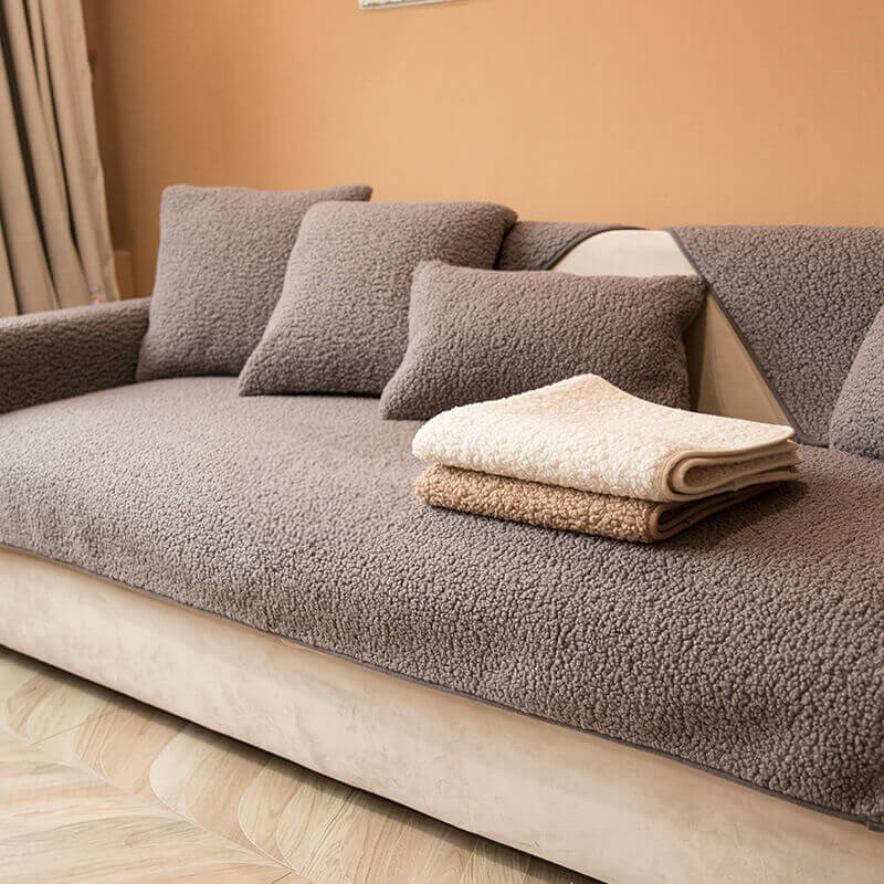 Teddyfleece Sofabezug, ultraweich, schützt Ihr Sofa effektiv und ist ideal für Haustiere.