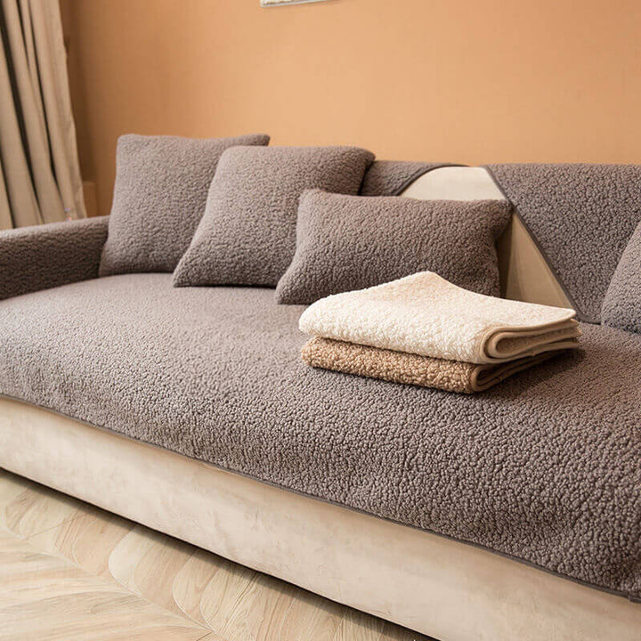 Teddyfleece Sofabezug, ultraweich, schützt Ihr Sofa effektiv und ist ideal für Haustiere.