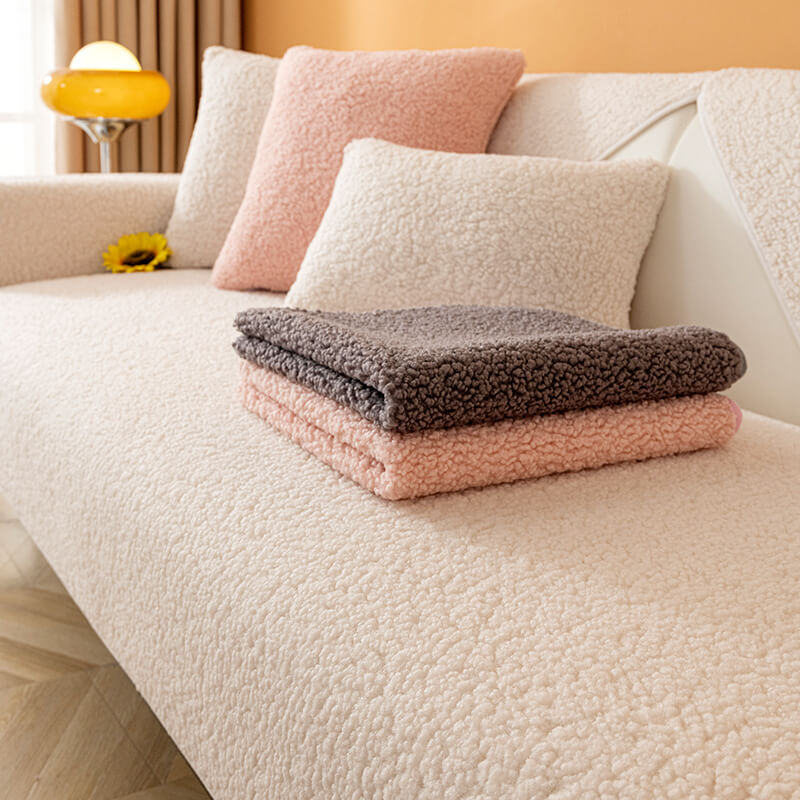Moderner Teddyfleece Sofabezug, passend für Modulsofas, warm, weich und absolut rutschfest.