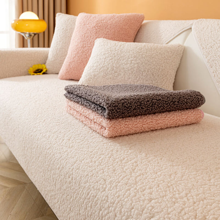 Moderner Teddyfleece Sofabezug, passend für Modulsofas, warm, weich und absolut rutschfest.