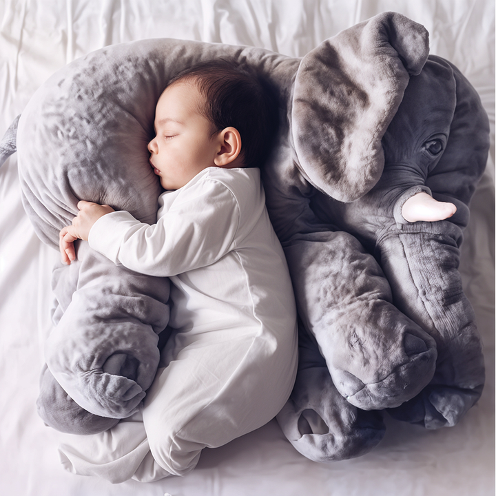 Sanftes Plüsch Elefanten Kuschelkissen für Babys. Weiches Spielzeug & Schlafhilfe zur Geburt oder Taufe.