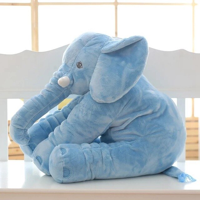 Großer grauer 40cm Plüsch Elefant. Weiches Kuschelkissen und Plüschtier in Tierform für Babys und Kleinkinder.