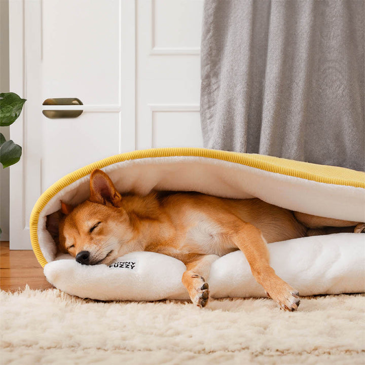 Weiches, flauschiges Hundebett Welpenschlafsack für kleine Hunde, ideal für Geborgenheit.