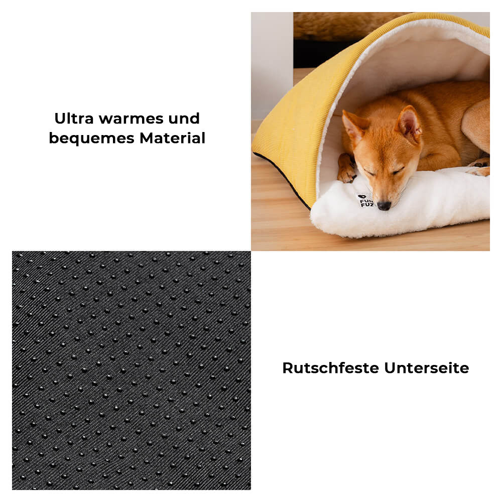 Geborgenheit spendendes Hundebett für Welpen & kleine Hunde, weicher Hundeschlafplatz.