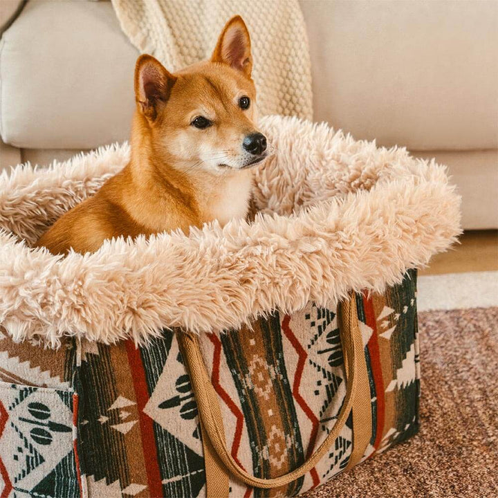 Tragbare Transportbox für kleine Hunde & Katzen, wendbar zum weichen Ganzjahres-Kuschelbett.