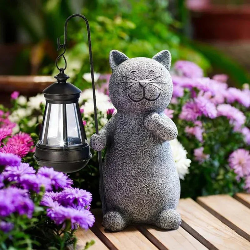 Wetterfeste Lumikitty Katzen-Solarfigur für den Garten mit LED-Licht, ideale Außenbeleuchtung & Dekoration.