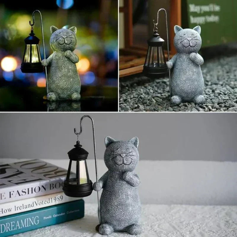 Solare Lumikitty Katzenfigur als Gartendeko mit integriertem LED-Licht. Wetterfestes Gartenaccessoire für stimmungsvolle Nächte.