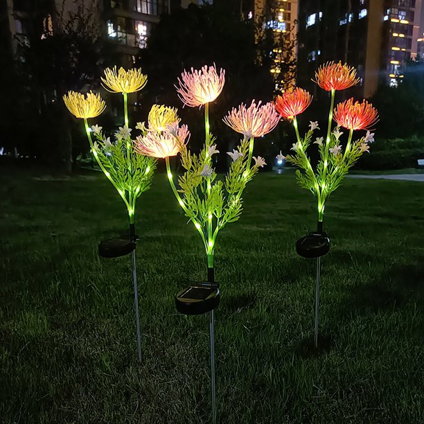 Vielseitiger Outdoor Solar-Gartenstecker mit LED Chrysantheme, ideal als Dekoration und Außenbeleuchtung im Garten.