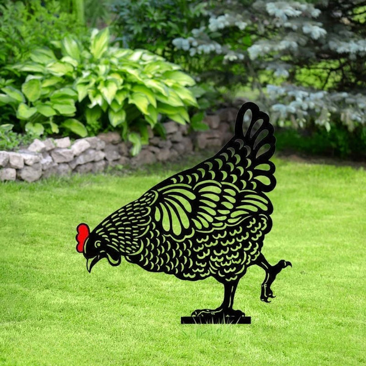 Hühner Gartendekoration: 3 wetterfeste Acryl Gartenstecker für Außenbereiche, Landhausstil Tierfiguren.